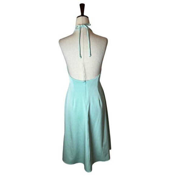 Samantha Sipos Blue Green V Neck Cut Out Halter Tie Butterfly Slip Dress M - Picture 3 of 11